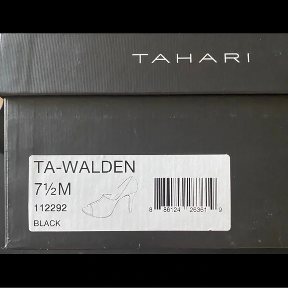 TAHARI - Gorgeous Black Leather Heels in a Size 7.5 Comfortable & Sexy -Peep Toe - Picture 7 of 8